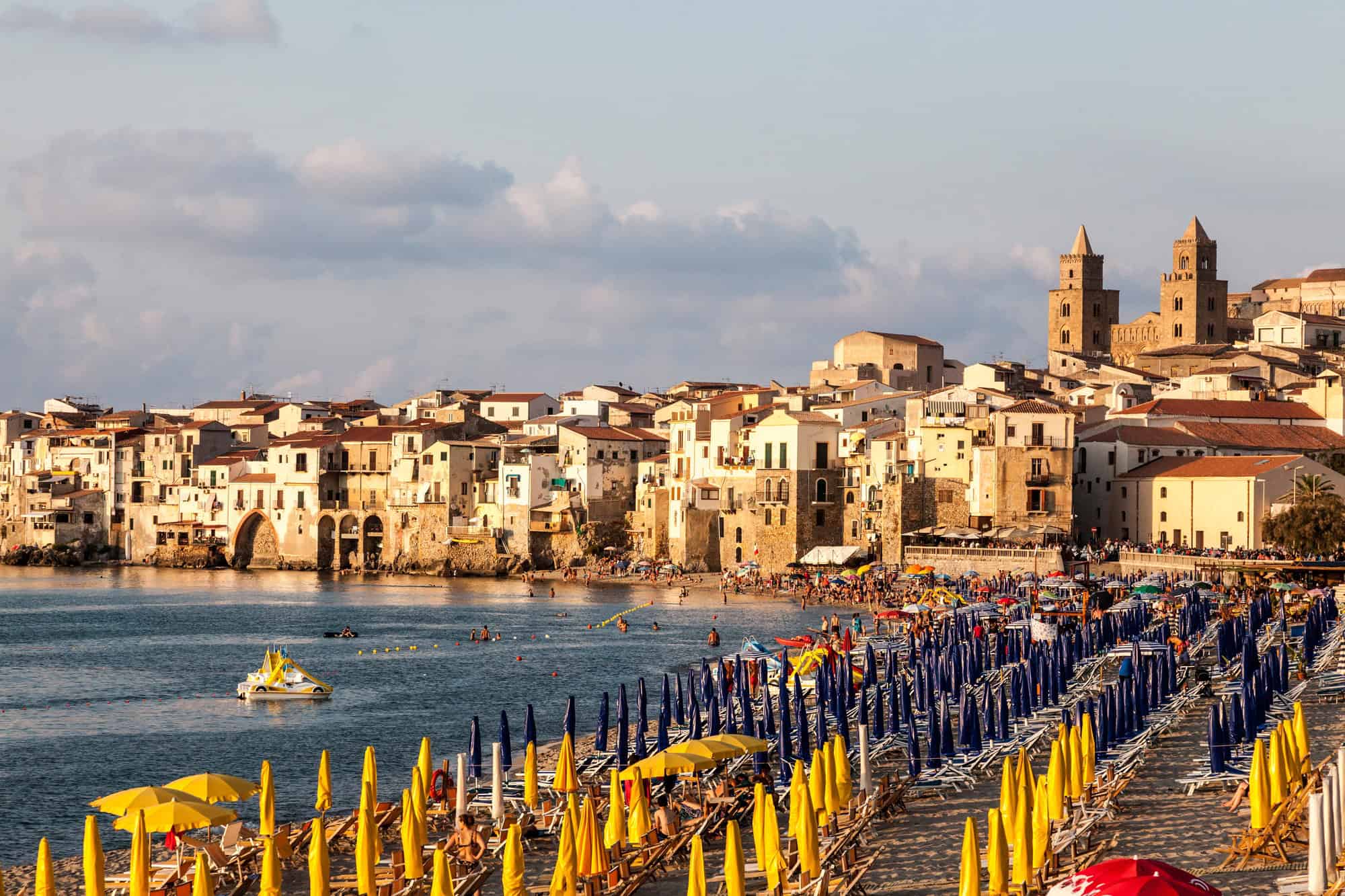 Plage, Cefalu, Palerme, Sicile, Italie
