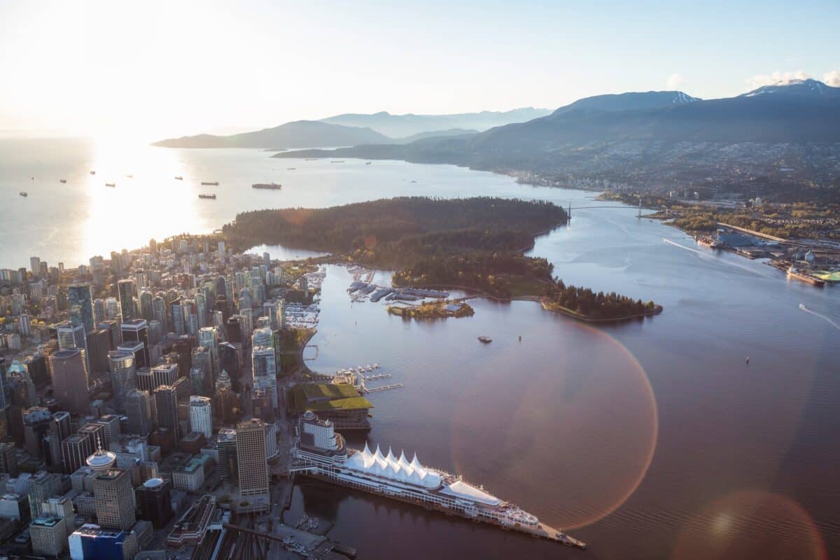 Aerial View of Vancouver Downtown, British Columbia, Canada